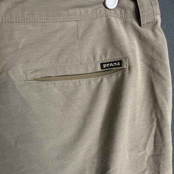 prAna Shorts Mens 36 Beige Tan Rotham Casual Outdoor Hiking Stretch Preppy Logo - Picture 5 of 8